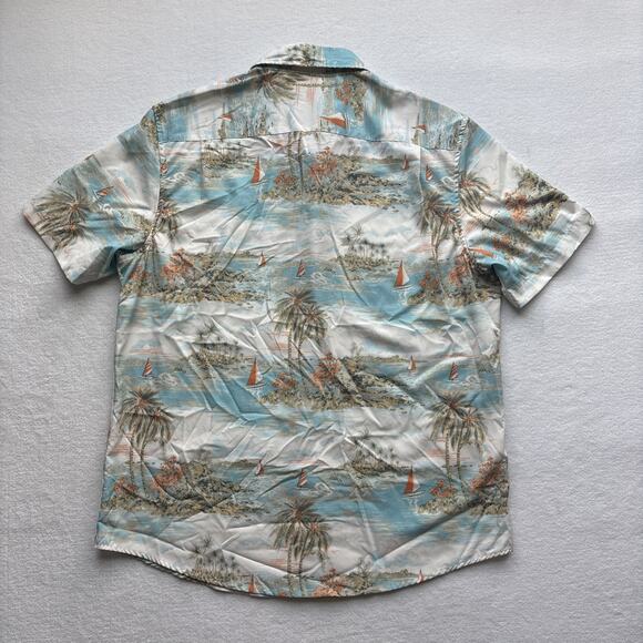Thomas Sterling London Men Large Hawaiian Shirt Aloha Sailboat Palm Tree AOP - Picture 12 of 16
